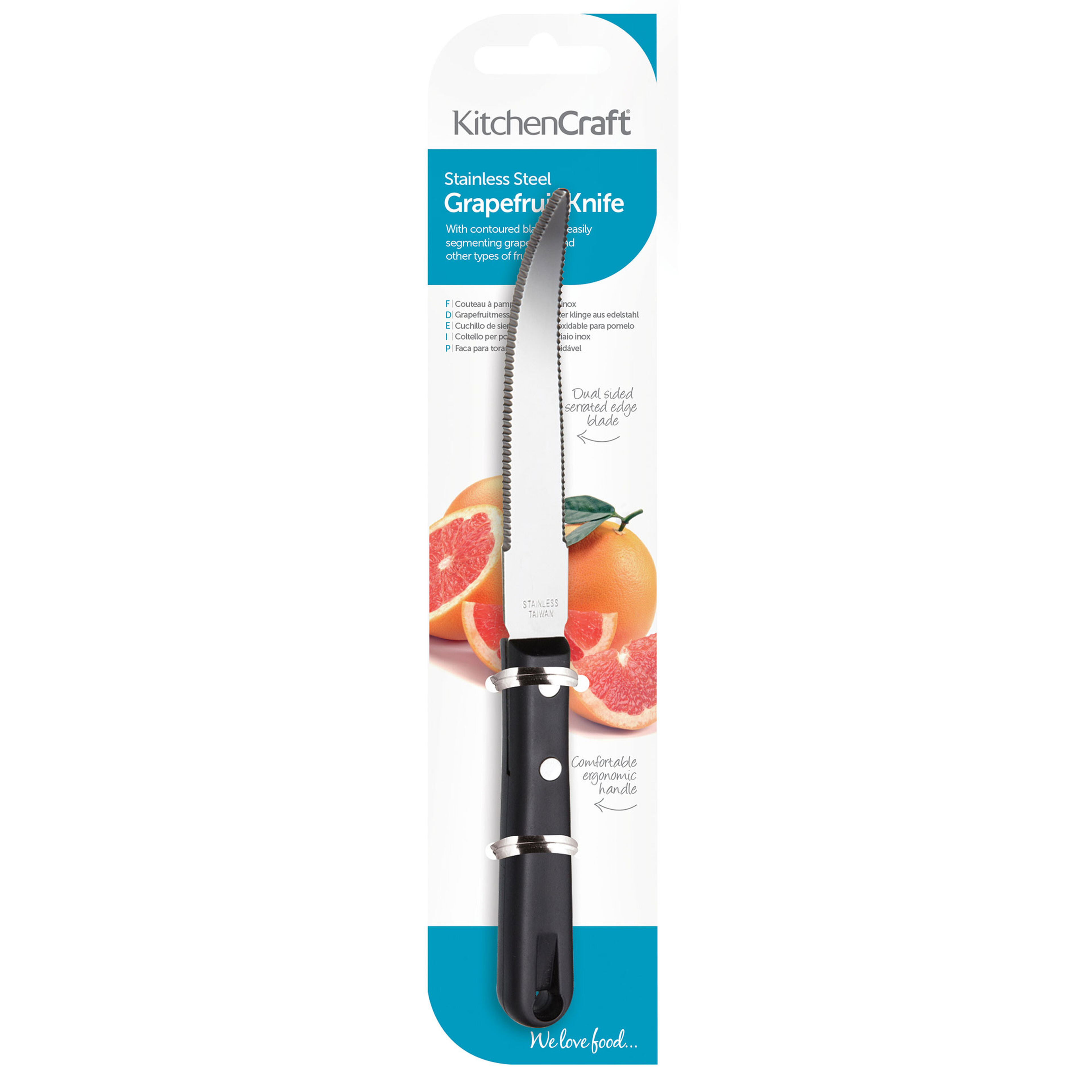 Grapefruktskniv Tandad Rostfritt Stål Svart Handtag