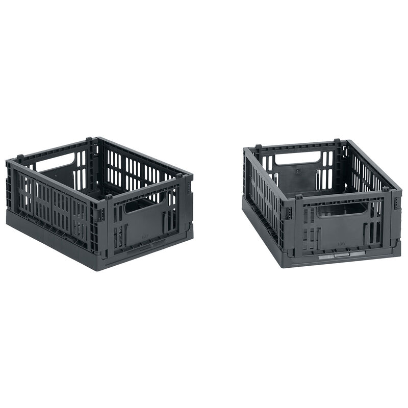 HAY Colour Crate Mini Opbevaringskasse, charcoal, 2 stk.