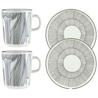 Marimekko Kukat Puhkeavat morgenmadssæt, hvid/grøn/sort