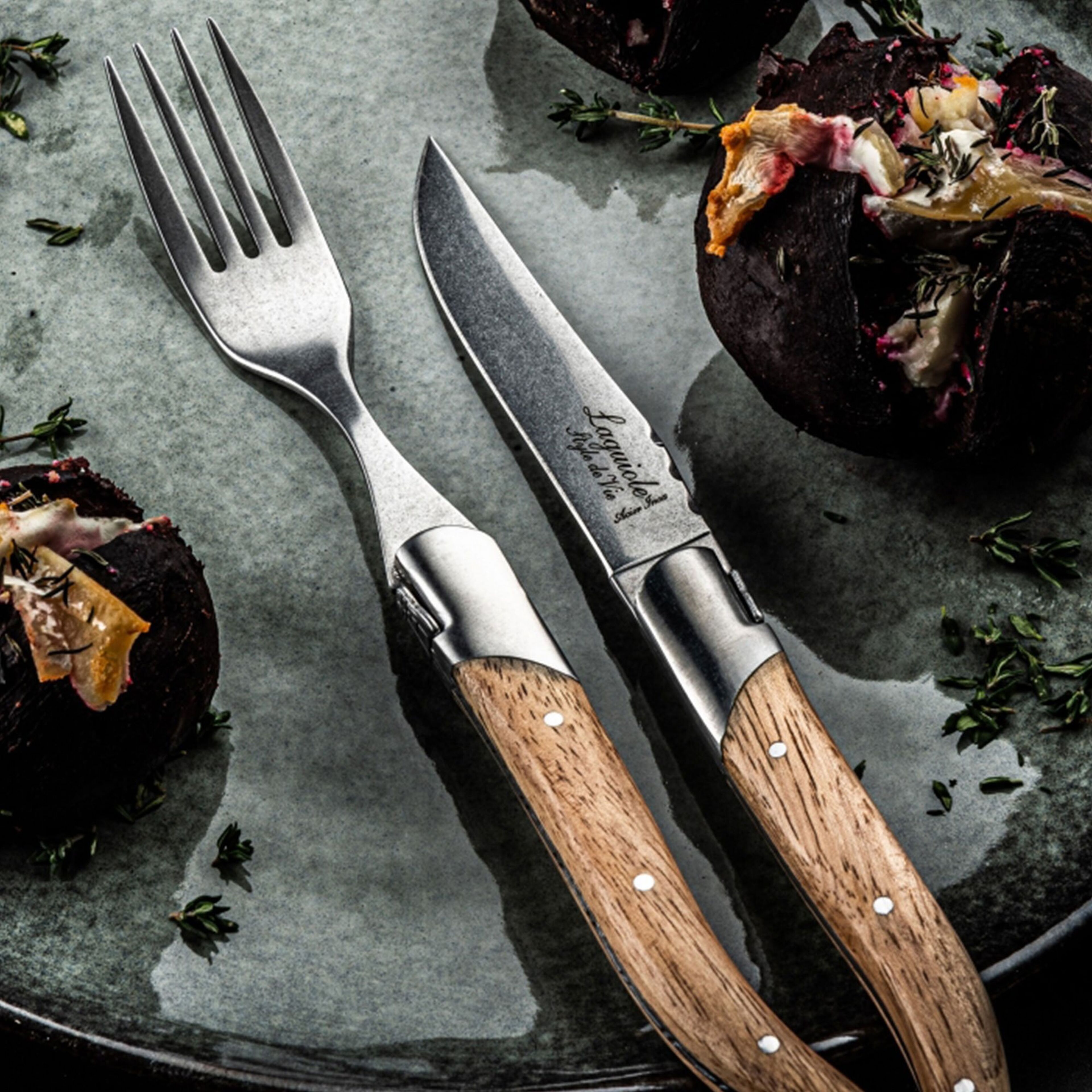 Laguiole Gafler 6-pak, egetræ