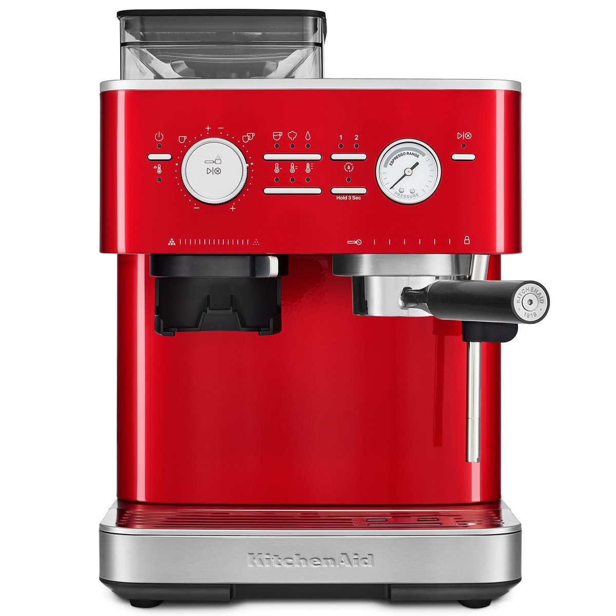 Espressomaskine med kaffekværn, candy apple