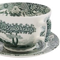 Heritage Green Italian morgenmadskop med underkop 28 cl, grøn/hvid