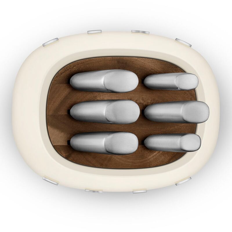Knivblock med knivar (6 st), creme