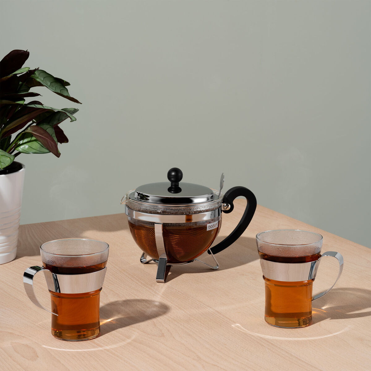 ASSAM Kaffeglas med krom hank, 2 stk. - 0,35 l
