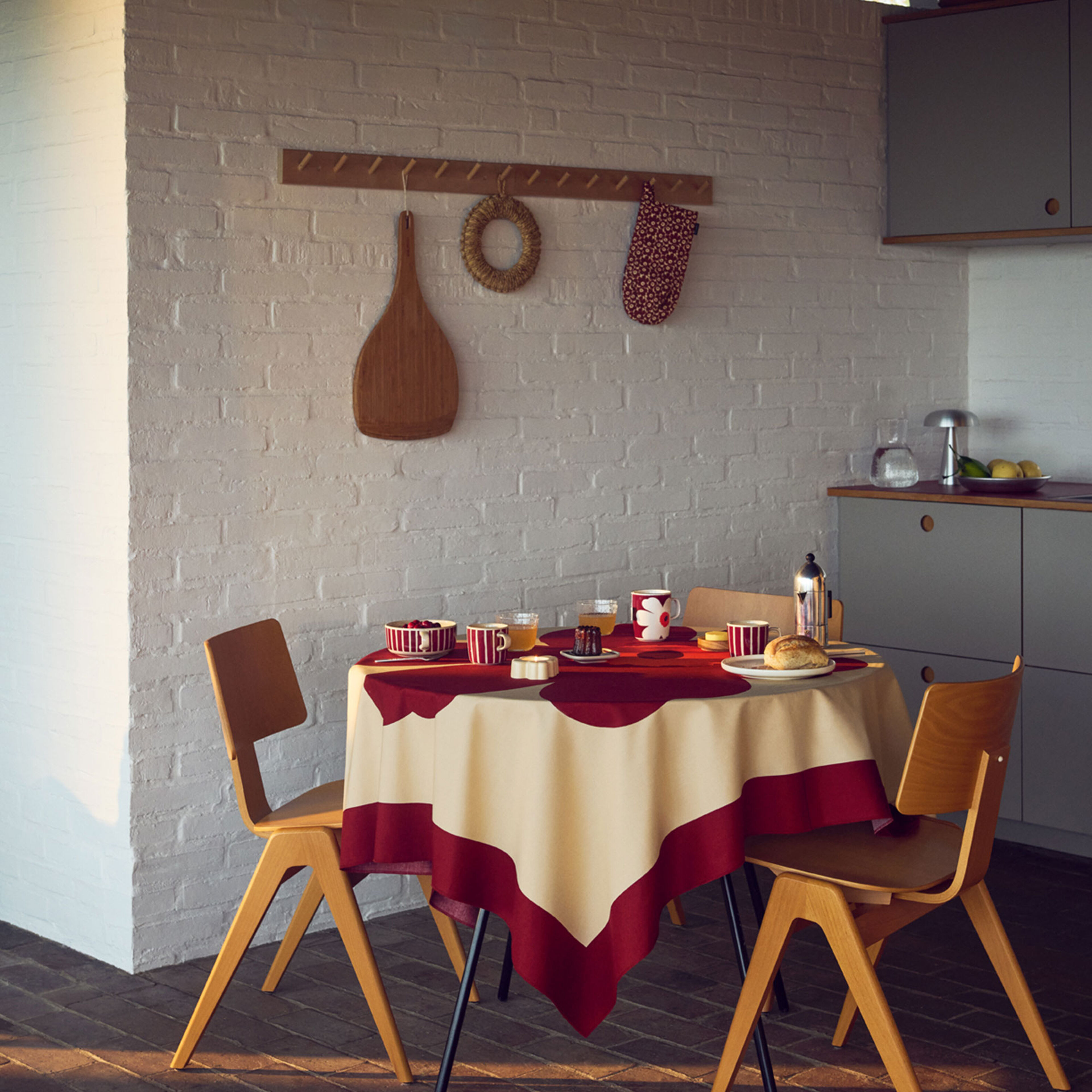 Pikkuinen Unikko Tekstilsæt, vinrød, 3 dele