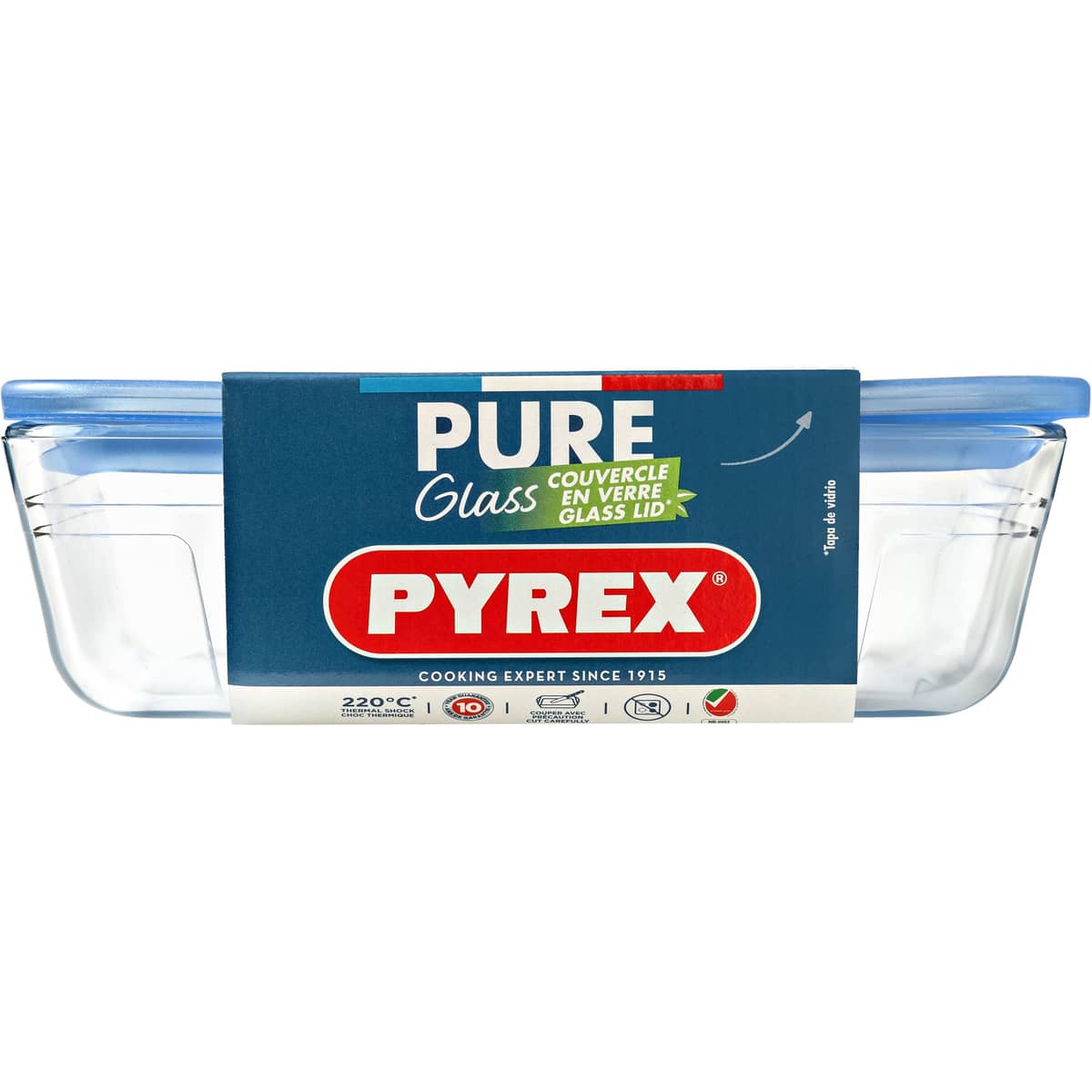 Pure Glass ovnfast fad med glaslåg, rektangulært, 0,8 liter