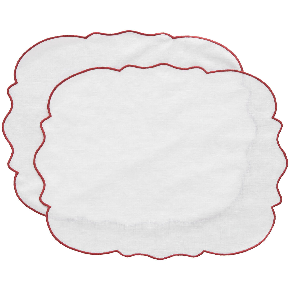 Gia dækkeserviet, burgundy/hvid, 2 stk.