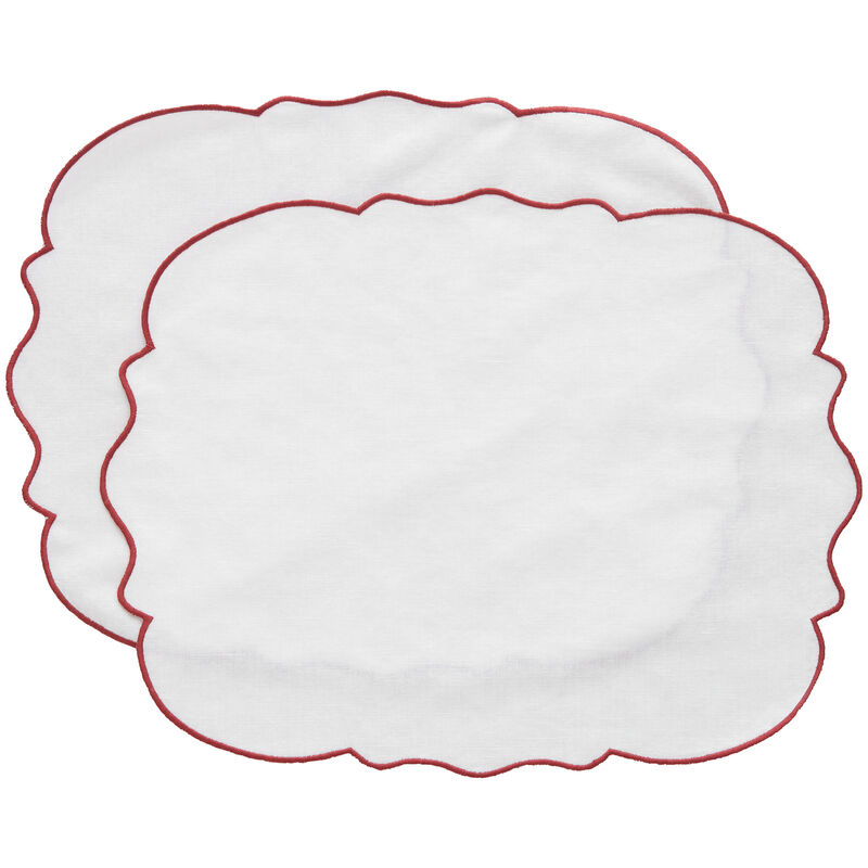 Gia dækkeserviet, burgundy/hvid, 2 stk.