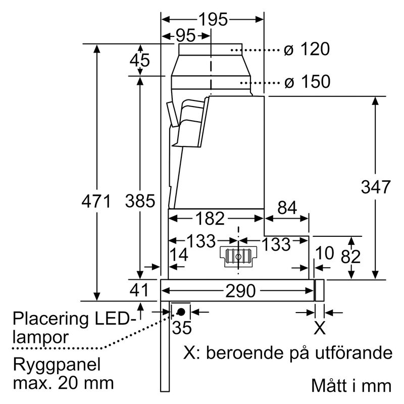LI67RB531 iQ300 utdragbar köksfläkt, silver