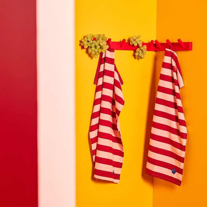 kökshandduk 2-pack, röd/rosa