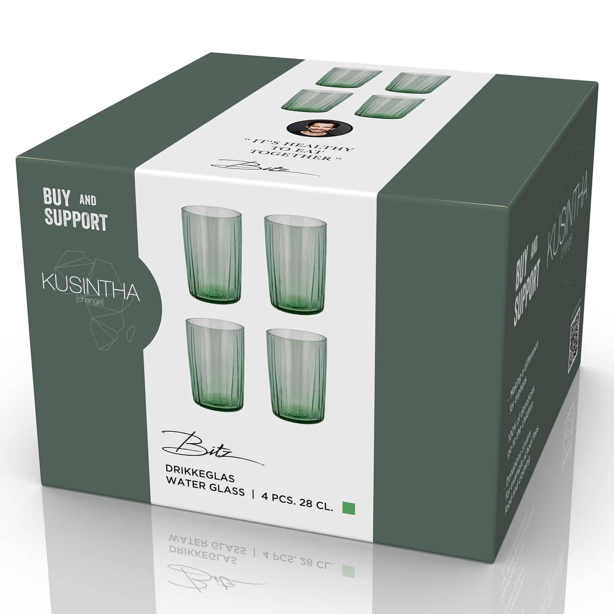 Kusintha vesilasi 28 cl 4 kpl, vihreä