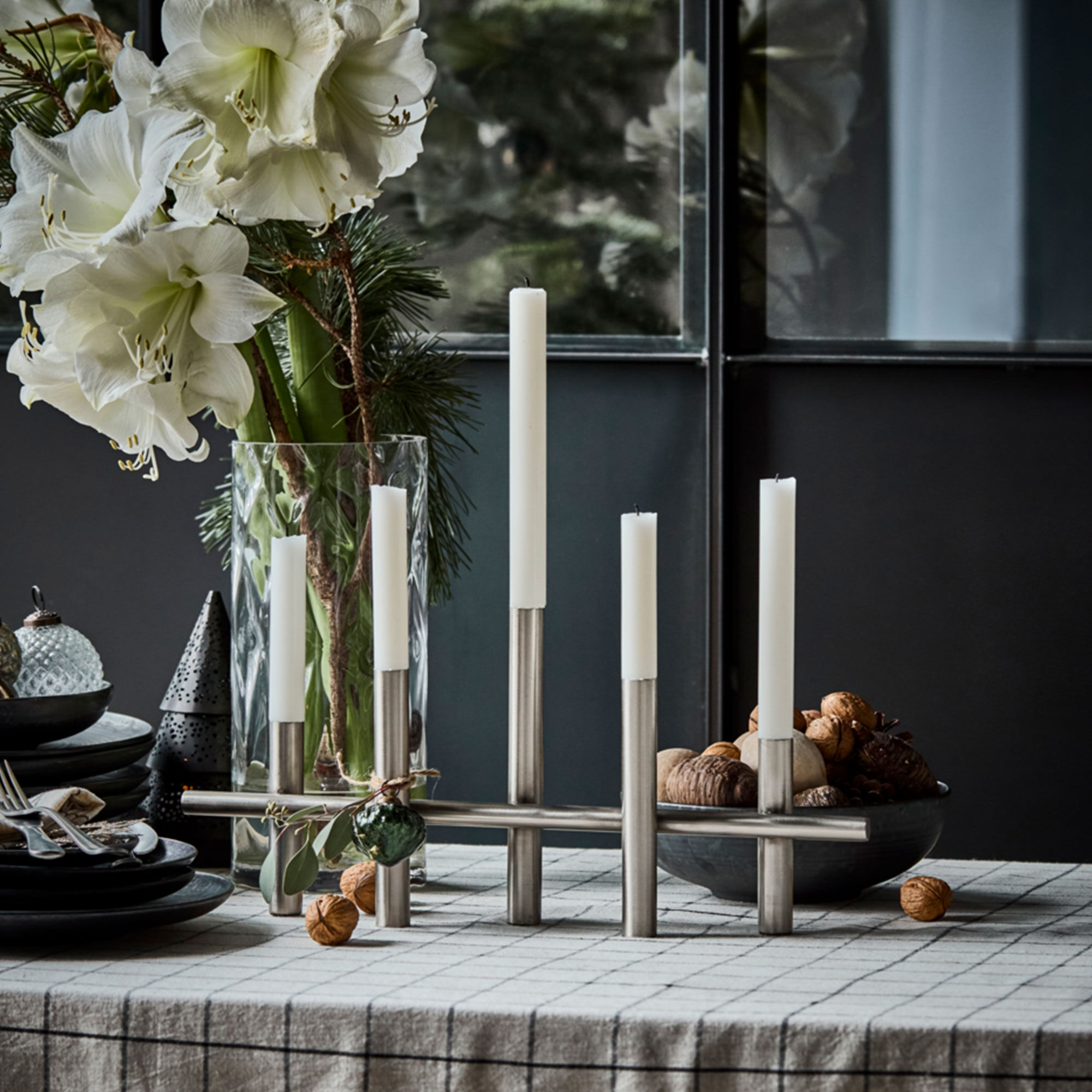 House Doctor Maxi Lysestage 45 cm, sølv