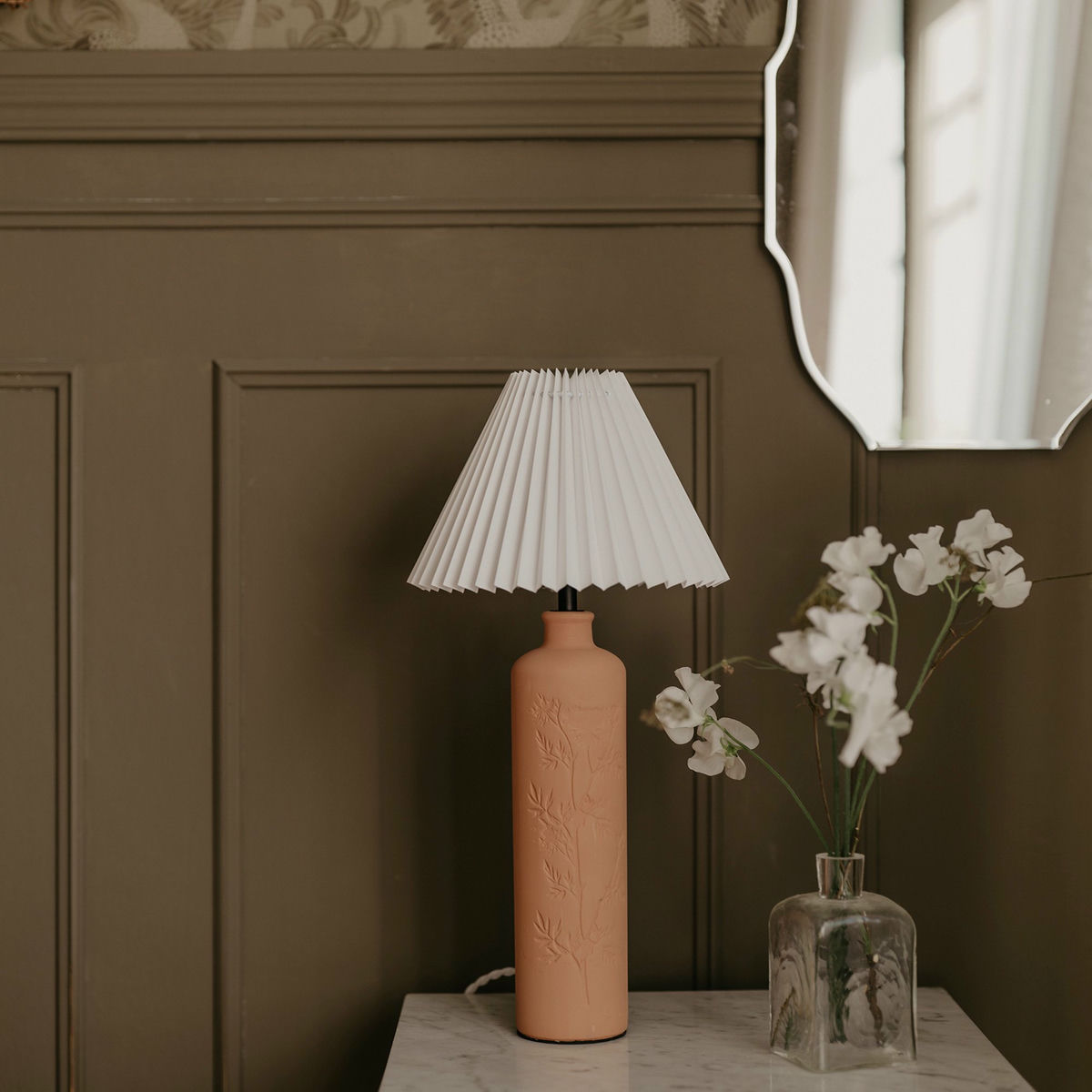 Flora Terrakotta bordlampe, 46 cm