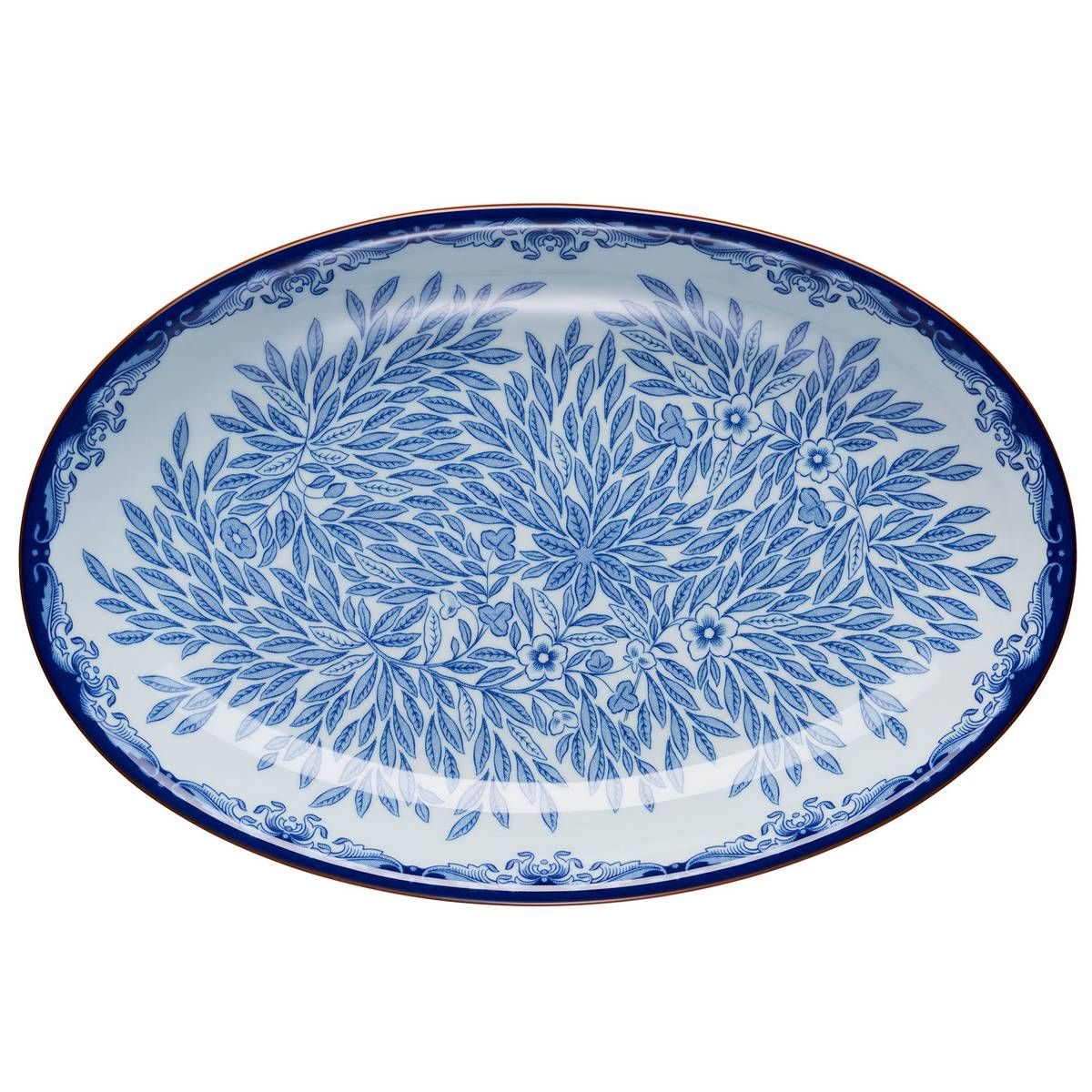 Ostindia Floris ovalt serveringsfad 33 x 22 cm, blå