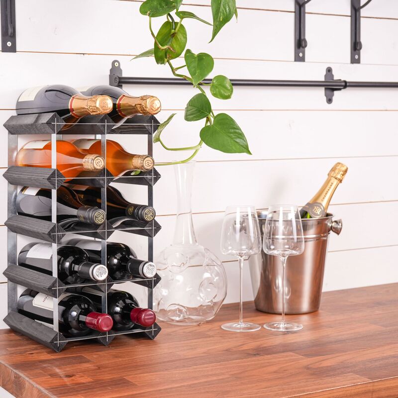 Vinstativ Påbygningsbart 12 flasker Black Ash