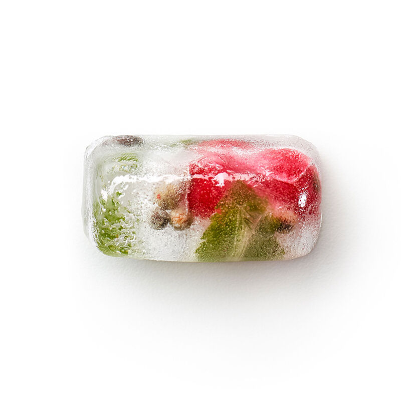 Isbitsform med lock, rektangulär, röd