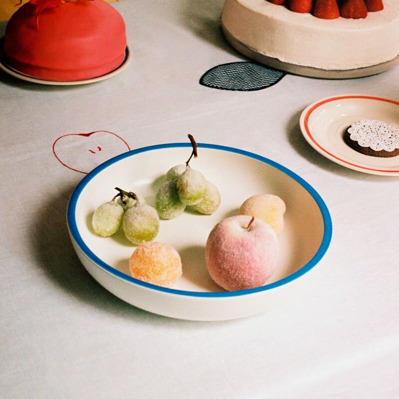 Sobremesa serveringsskål, large, hvid/blå