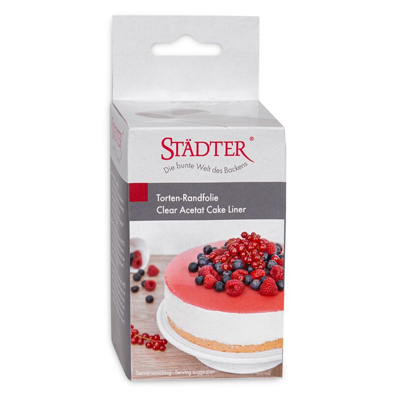 Läpinäkyvä kakunreunusfolio 10 cm x 20 m