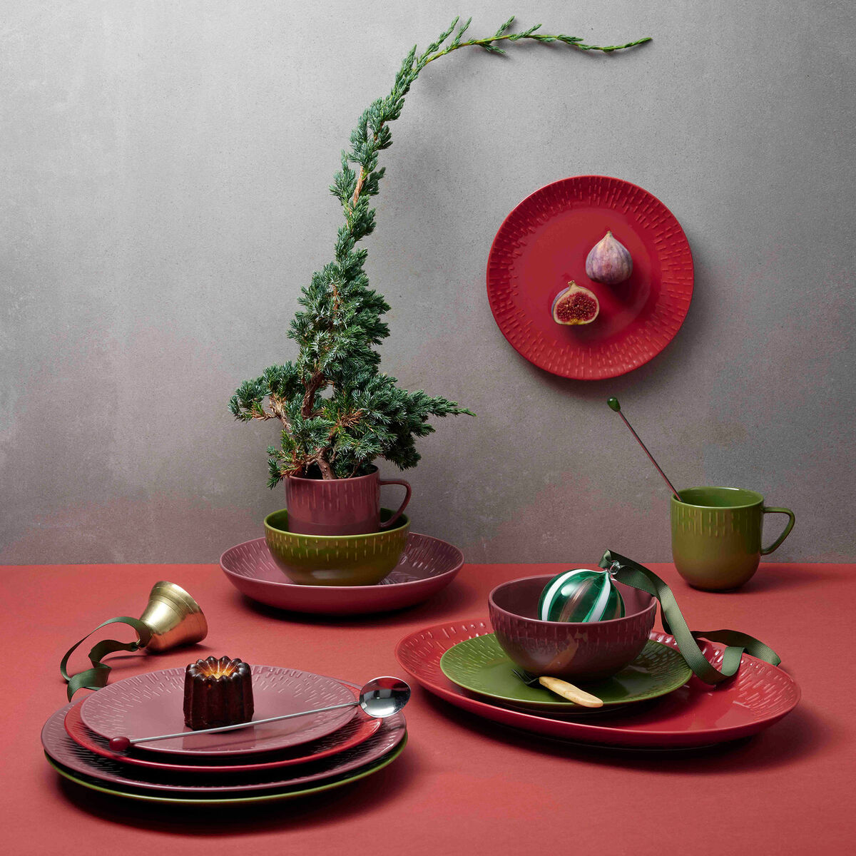 Confetti desserttallerken 21 cm, bordeaux