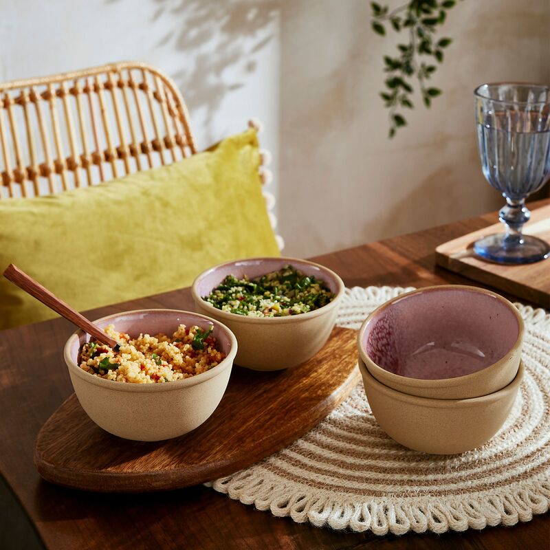 Minerals skål Ø11 cm, rose quartz, 4 stk.