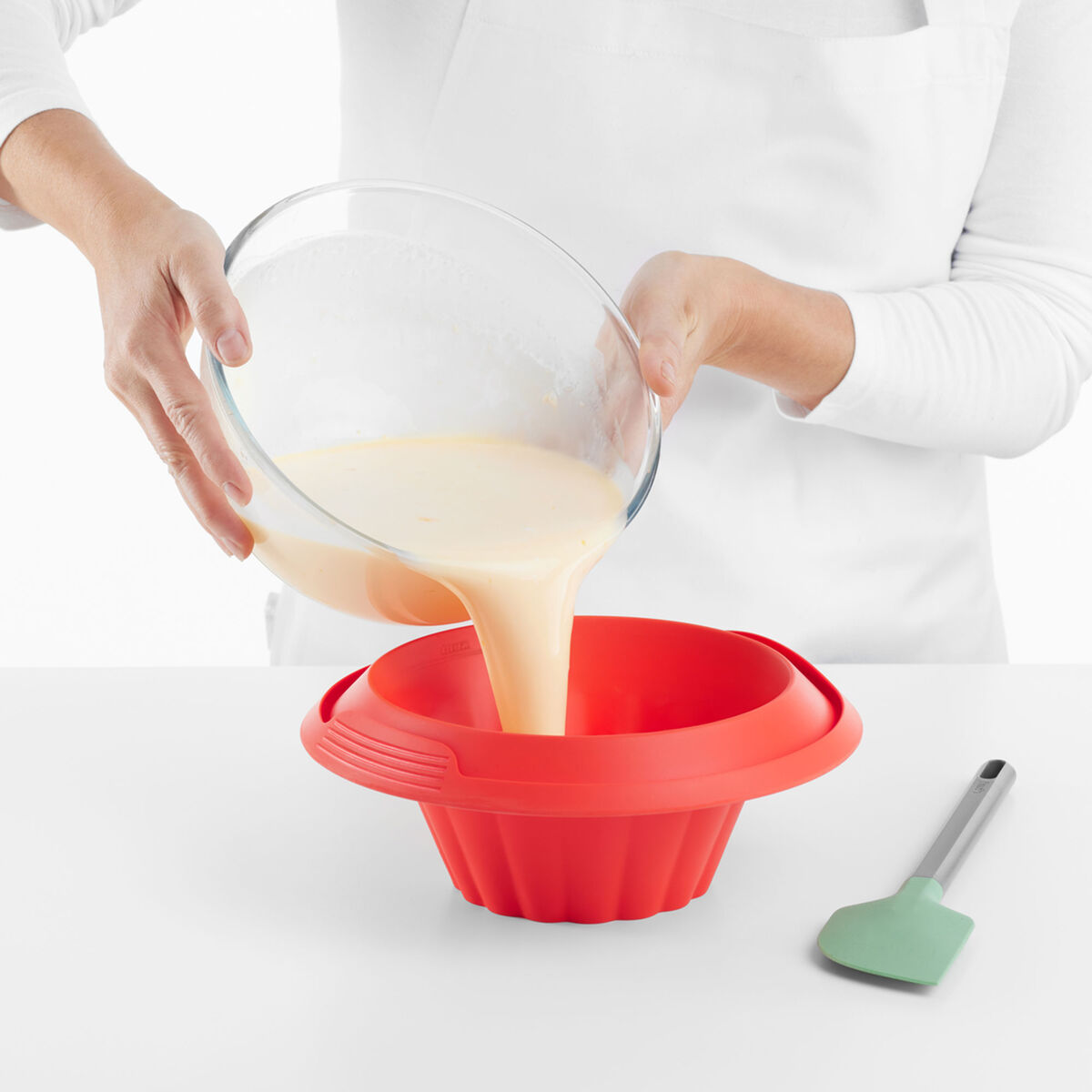 Puddingform med fat, röd