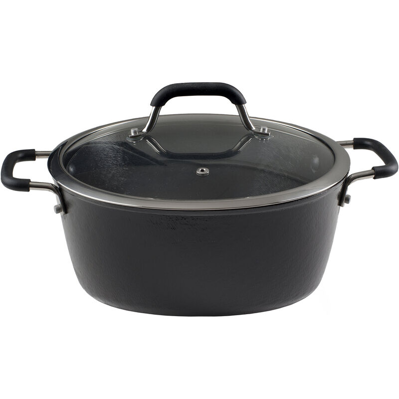 Lett Støpejern Stekegryte med Glasslokk 7 liter