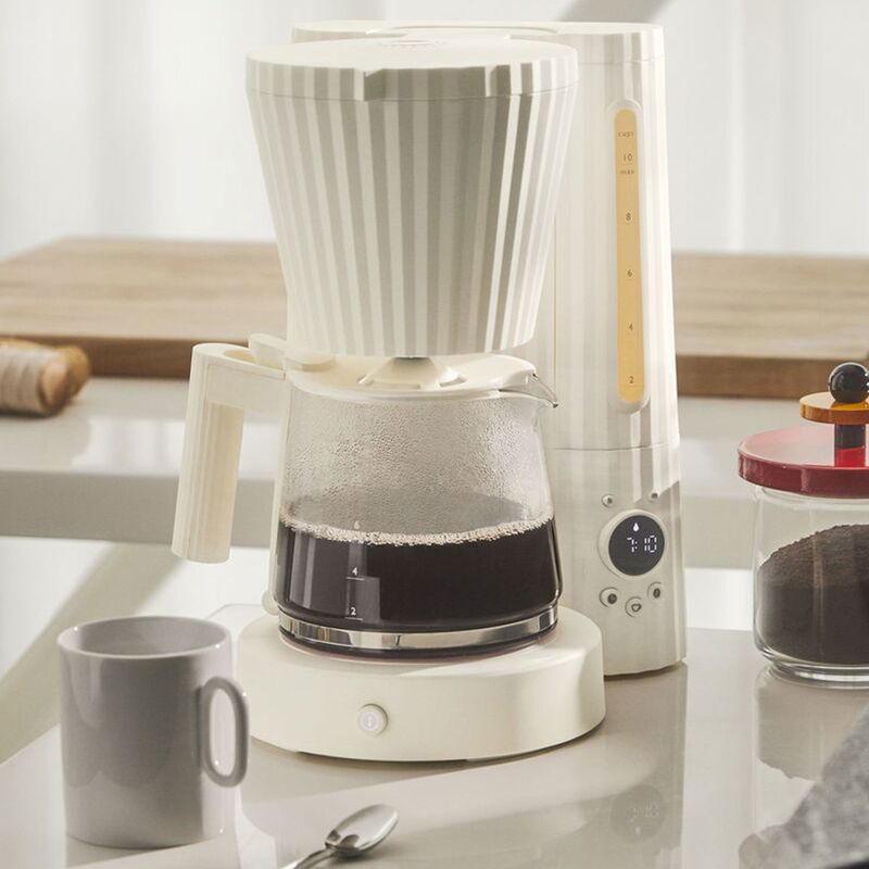 Plissé kaffemaskine, hvid