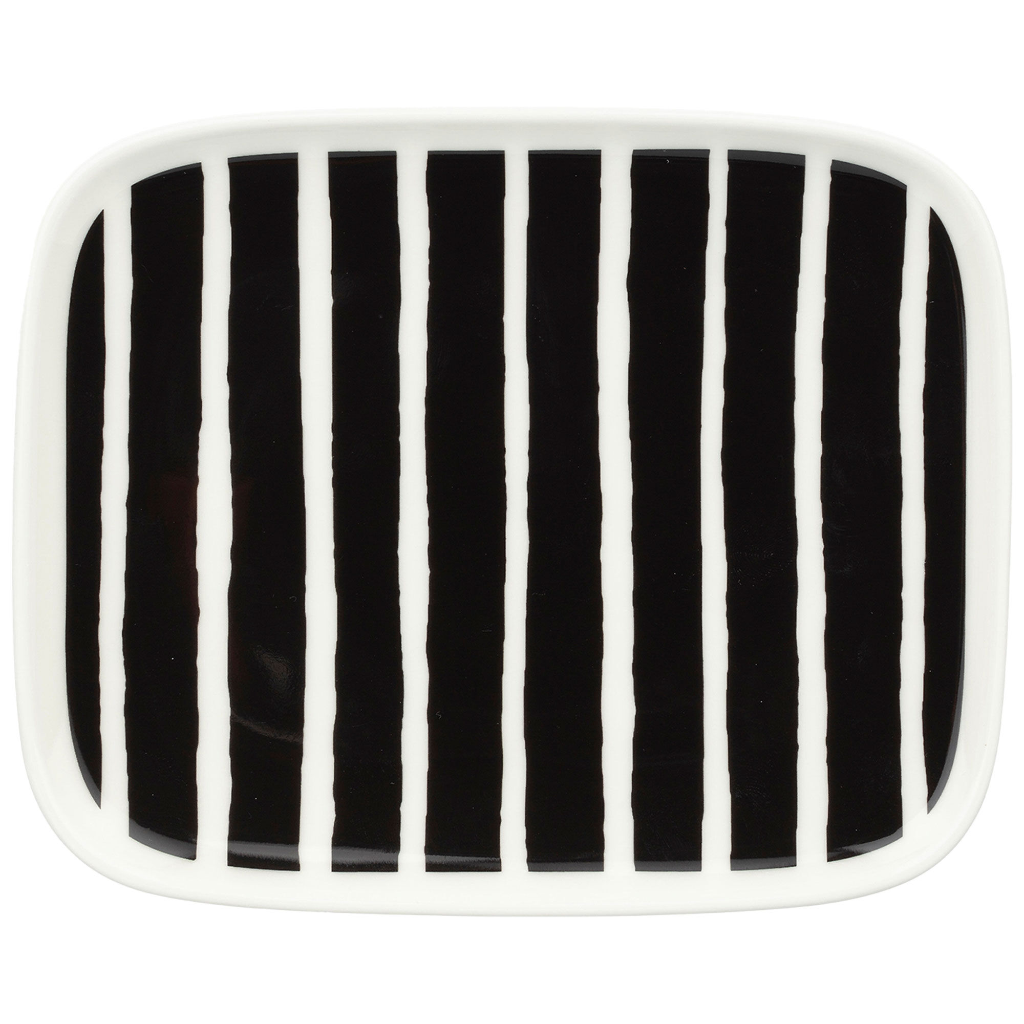 Marimekko Piccolo tallerken 15x12 cm, sort/hvid