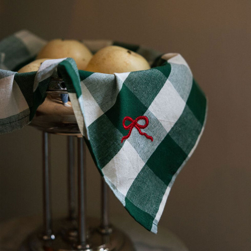 Elsa Bow servietter 40 × 40 cm, 4-pakning, grønn/beige