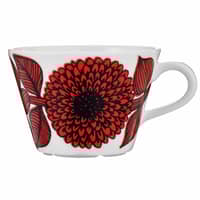 Röd Aster kaffekopp med fat, 15 cl