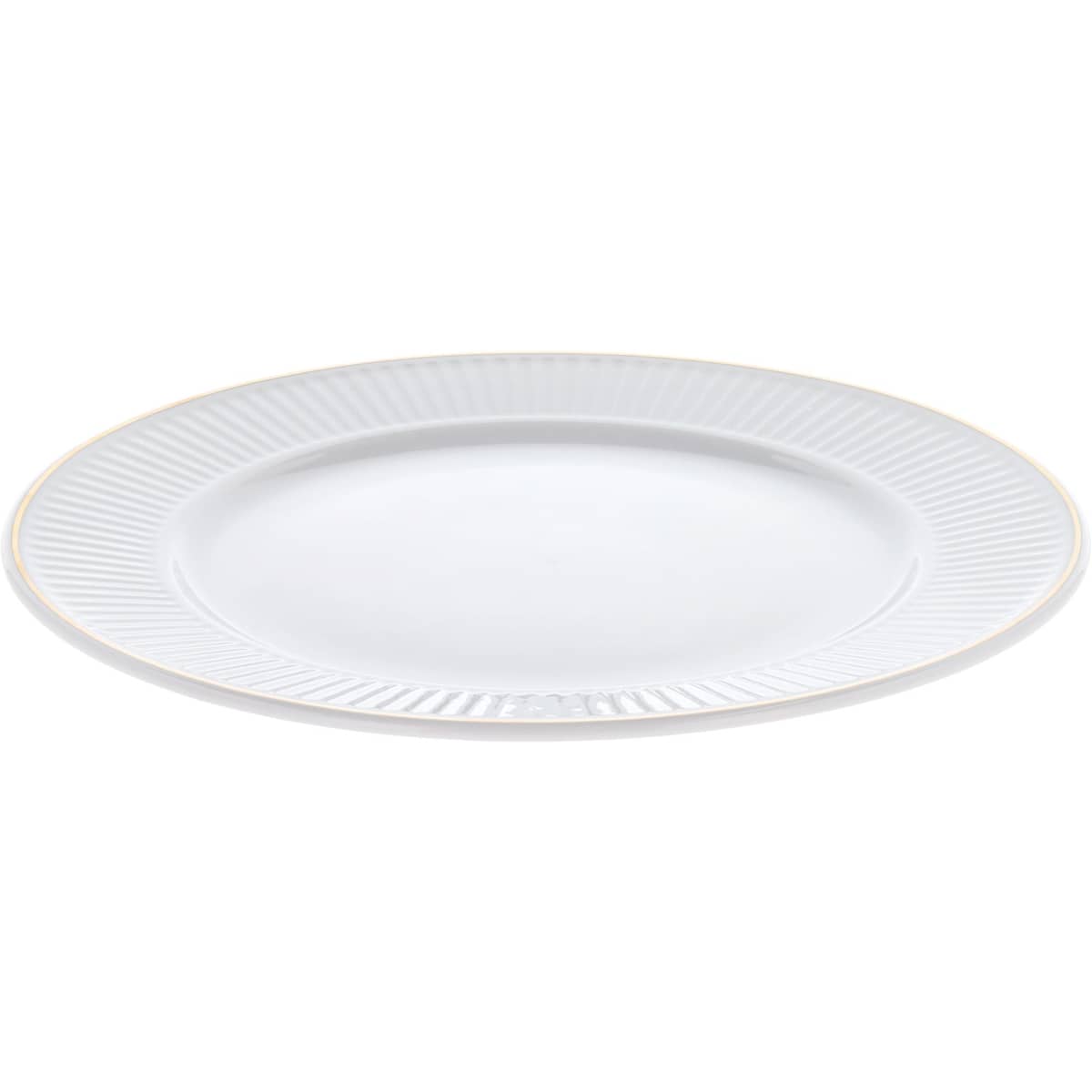 Plissé tallerken 22 cm, hvid/guld