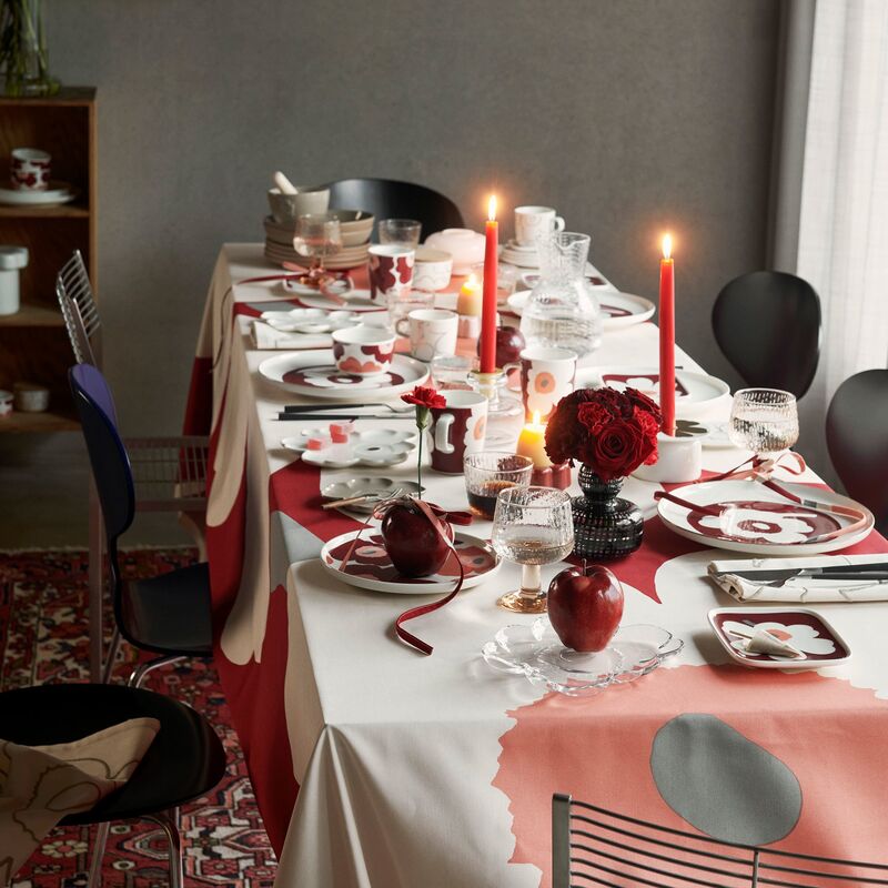 Unikko skål 2,5 dl 2 stk, hvit/cherry/rød