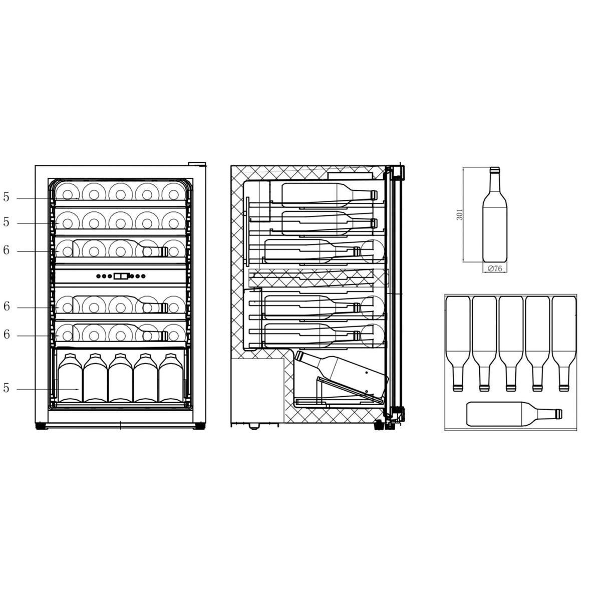 Polar Collection 51 vapaasti seisova viinikaappi 37 pulloa, black