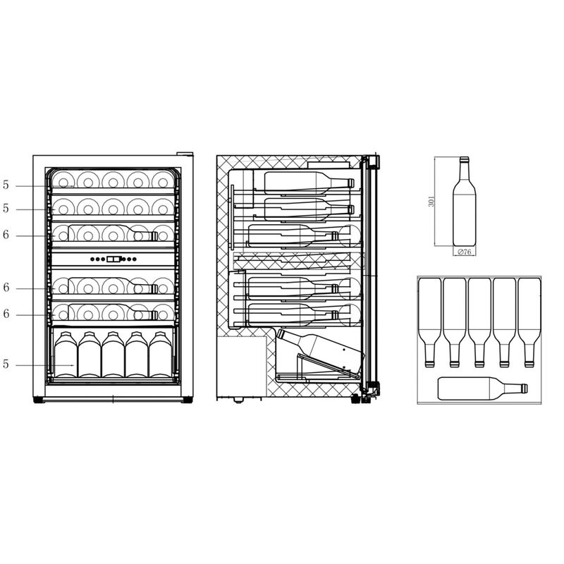 Polar Collection 51 fristående vinkylskåp 37 flaskor, svart