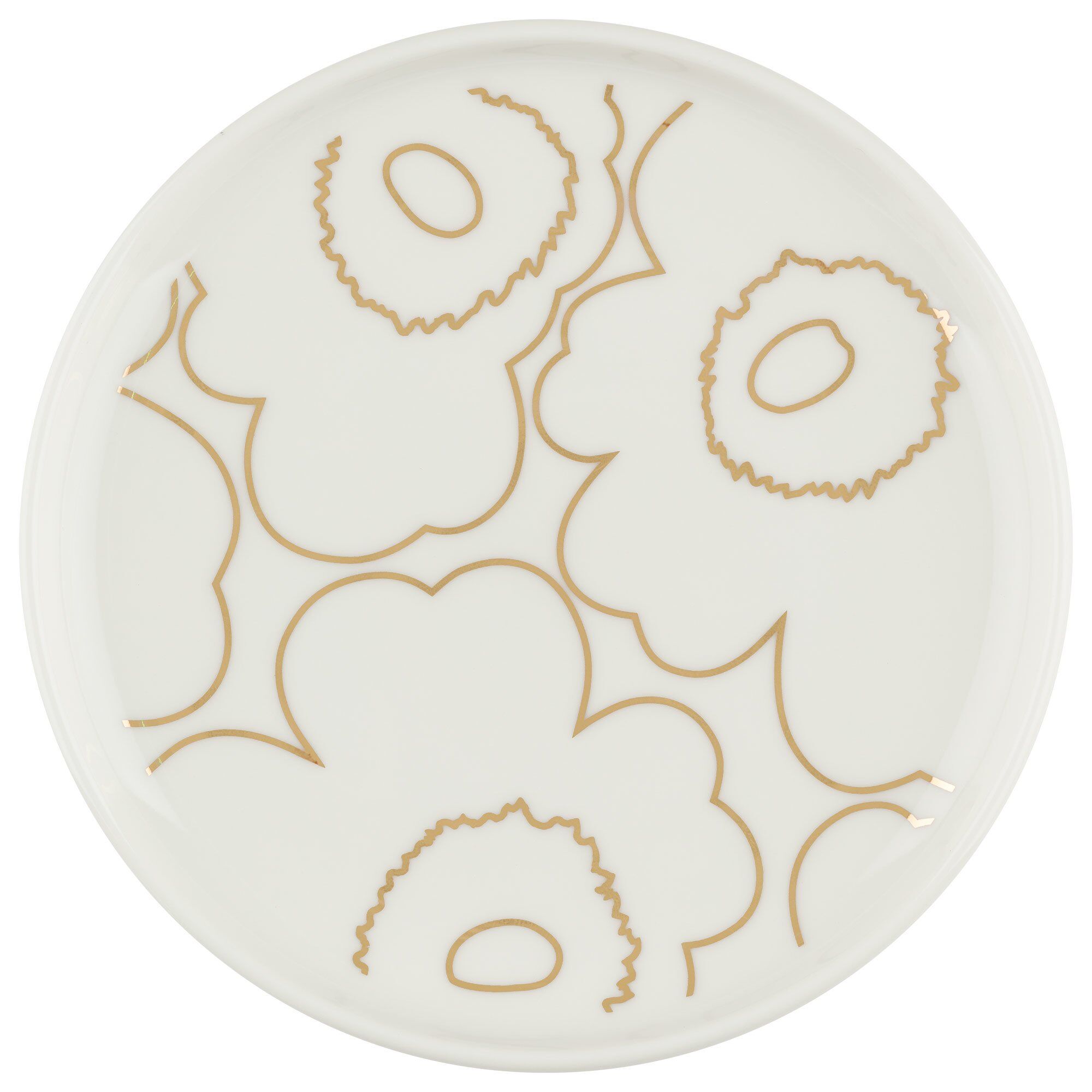 Marimekko - Oiva Piirto Unikko asjett 13,5 cm hvit/gull