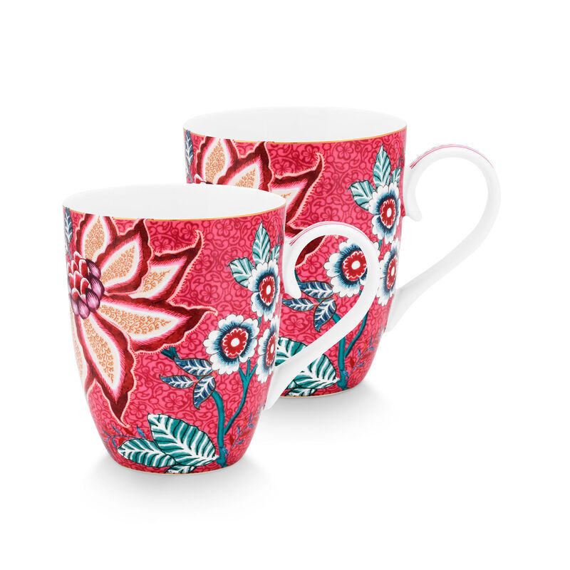 PIP Studio Flower Festival krus 35 cl 2-pakning, rosa