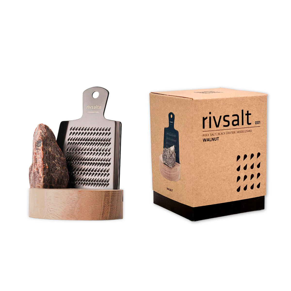 Rivsalt Walnut sæt med rivejern, saltsten og holder i valnød