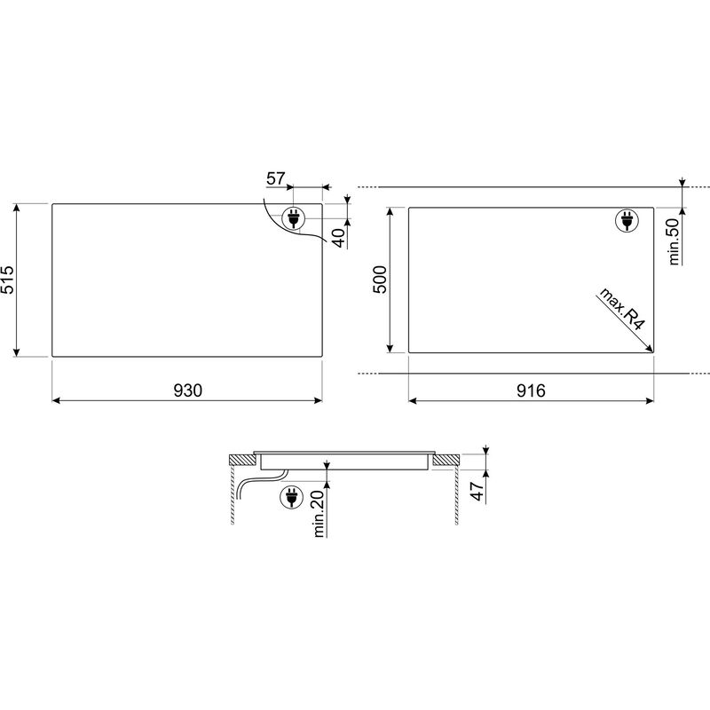 SIA1963D inbyggnadshäll, 93 cm, svart
