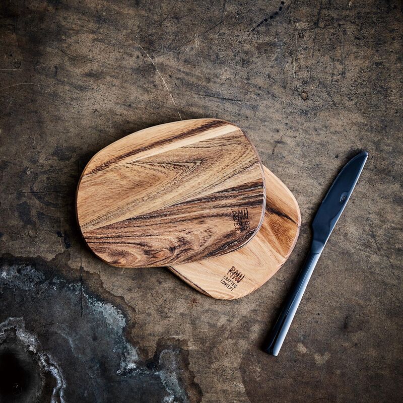 RAW-tarjoilualunen, 2 kpl. tiikkipuu