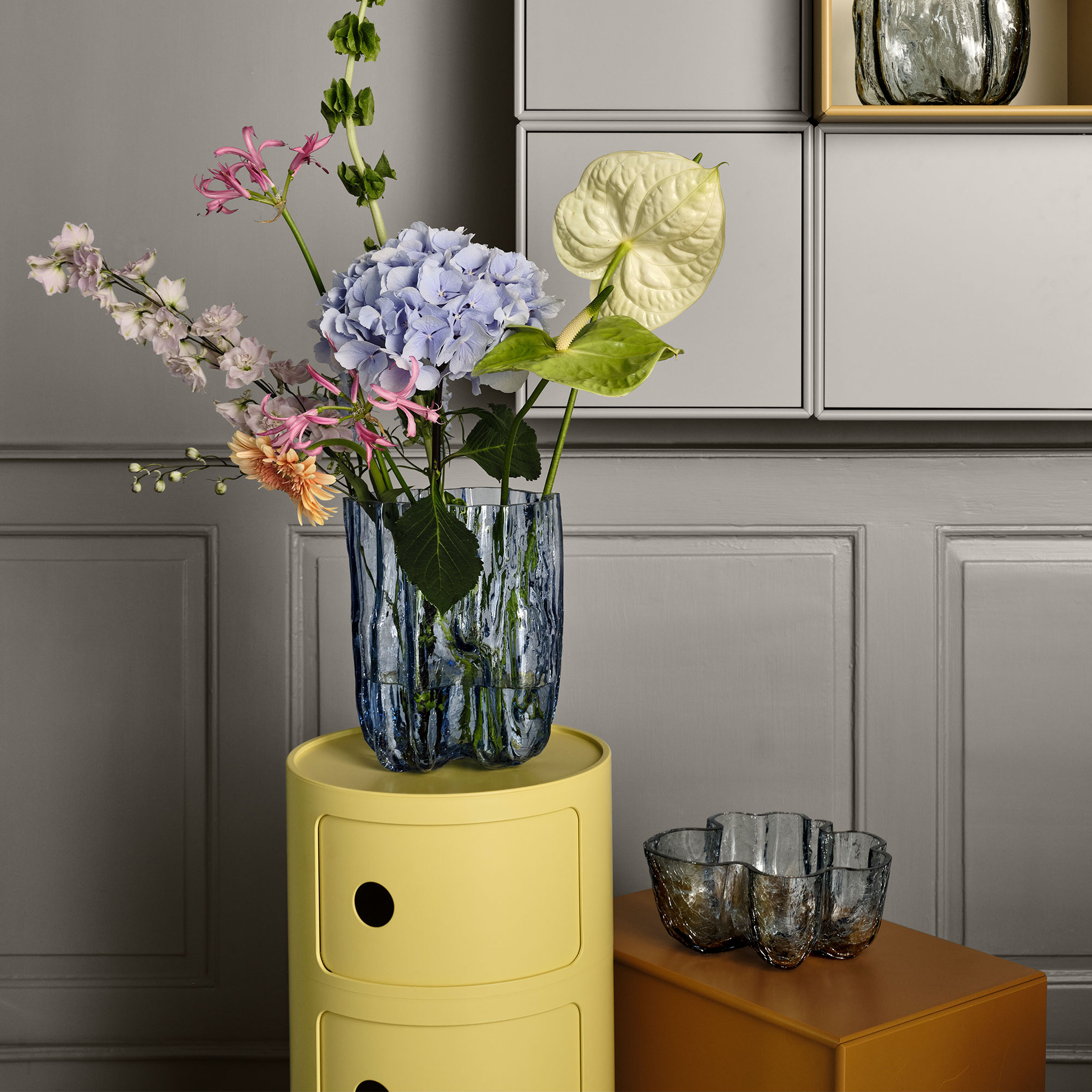 Crackle skål 250 mm, circular glass