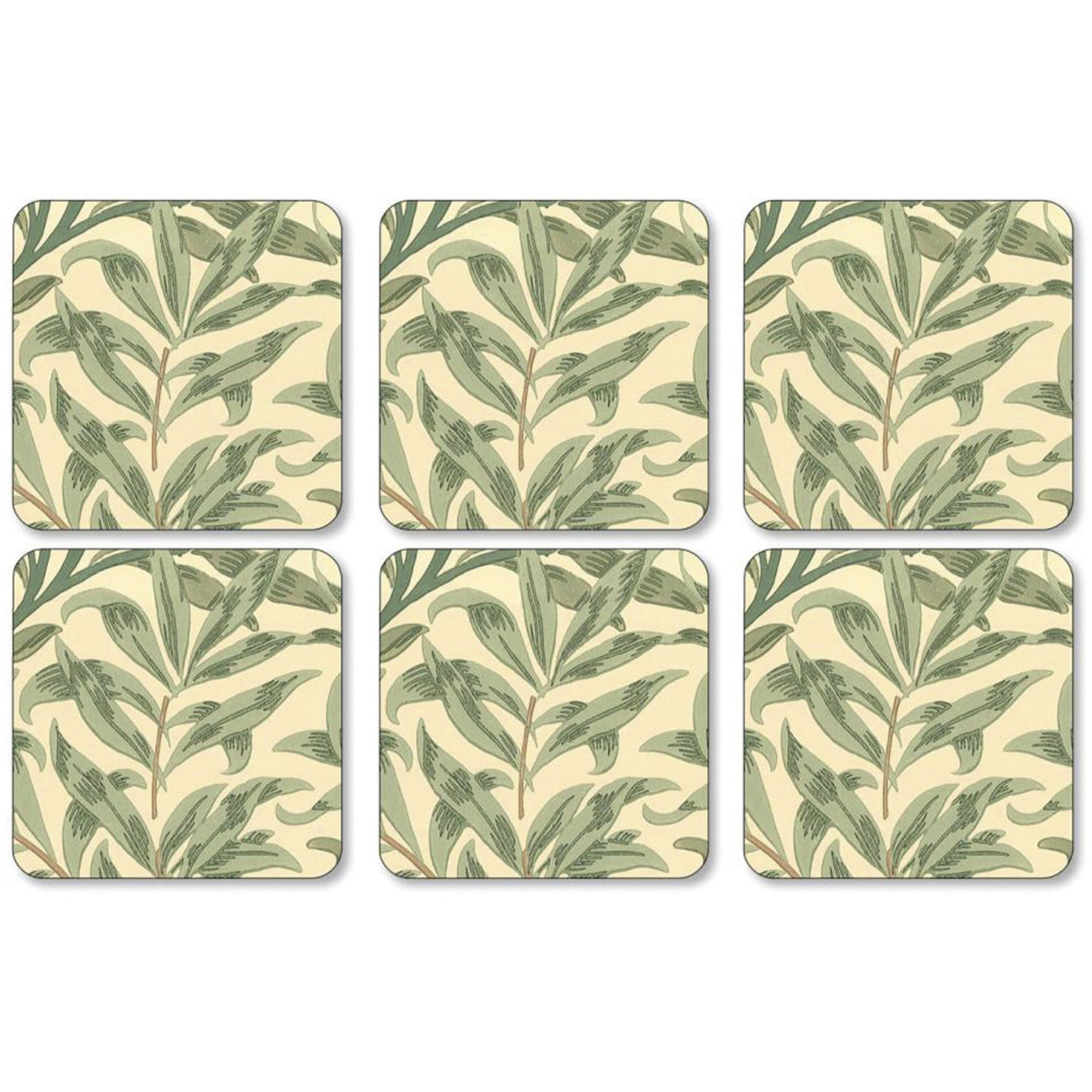 Produktfoto för Pimpernel Willow Bough Grön Glasunderlägg 6-pack