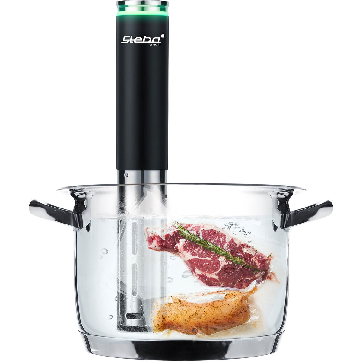 Sous vide-sett med sirkulator og vakuumpakker