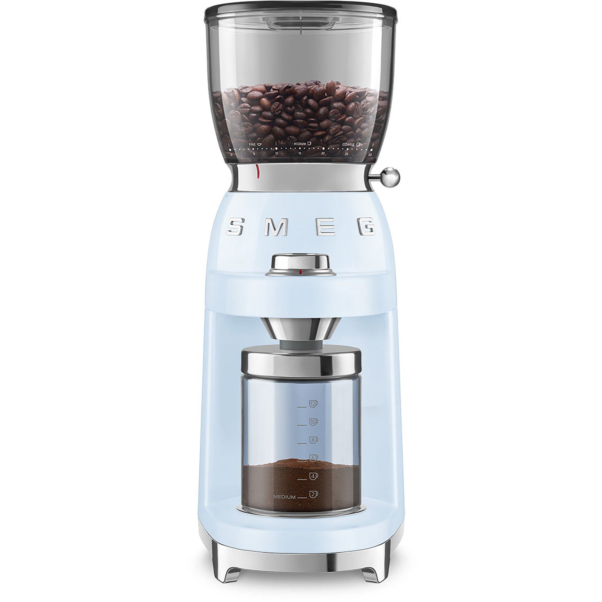 Smeg 50""'s Style Kaffekvern CGF01PBEU Pastellblå, Kantkvern, 350 g, Koniske grader, Rustfritt stål, 450 RPM, Blå'
