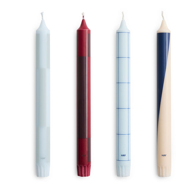 HAY Pattern stearinlys 4-pakning, blå/bordeaux