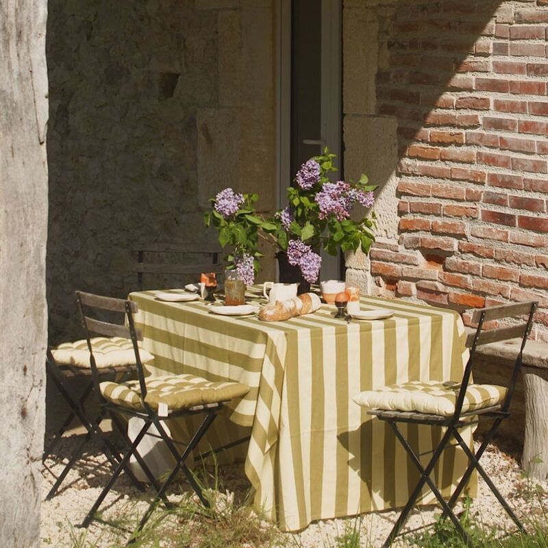 Simona bordsduk 330x145 cm, grön/gul