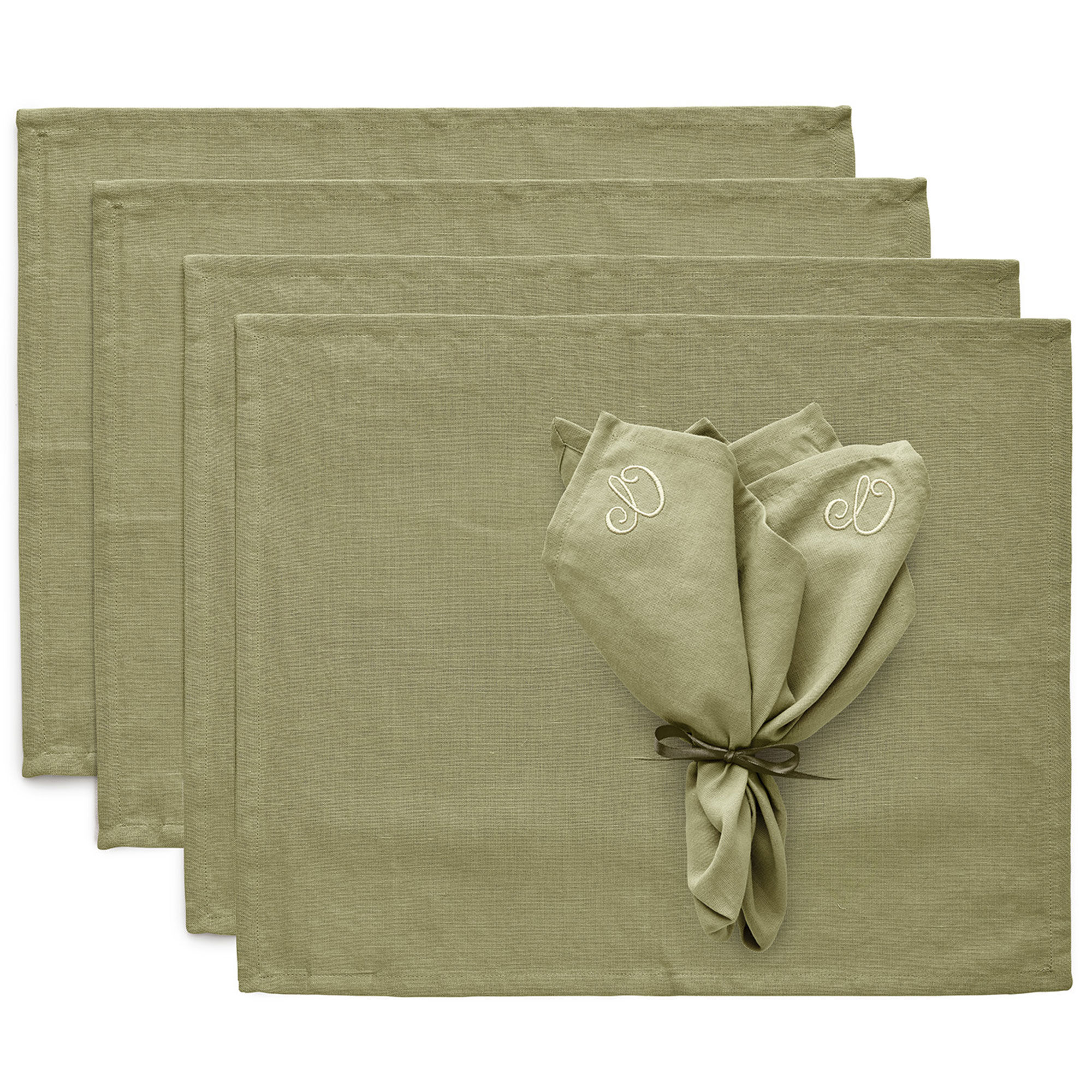 Decotique Sienna tekstilsæt 4 dækkeservietter + 4 servietter, grøn