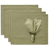 Decotique Sienna tekstilsæt 4 dækkeservietter + 4 servietter, grøn
