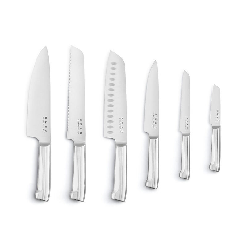 Knivblok med 6 knive, hvid