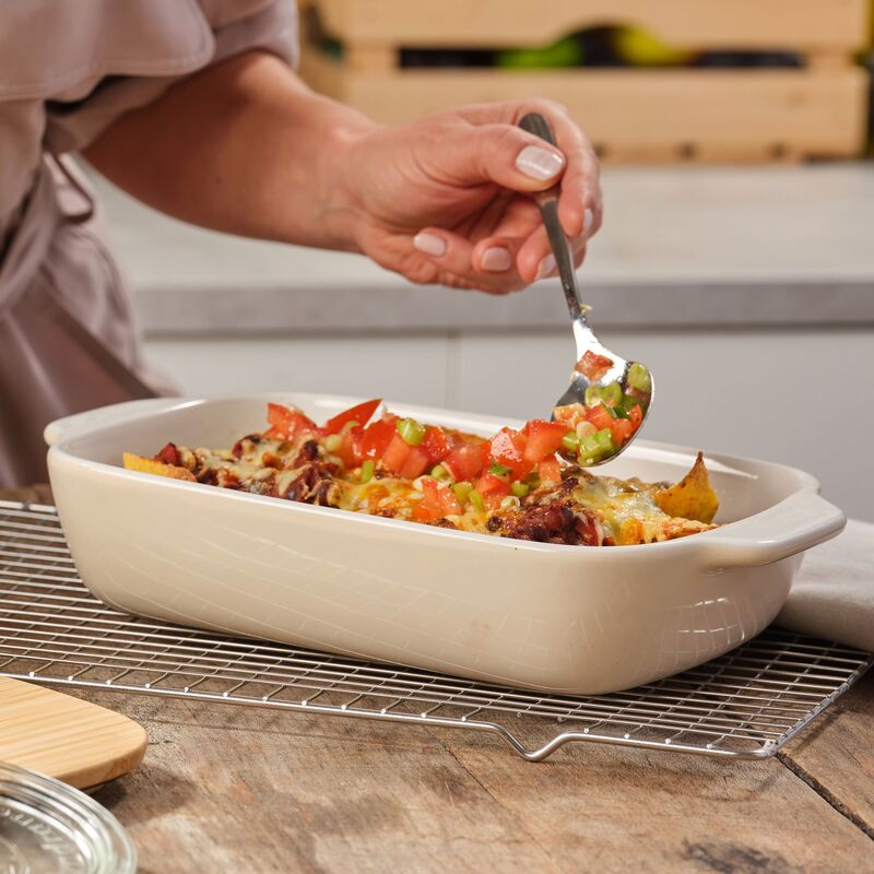 Ugnsform med lock 33x19,5x7,5 cm, creme