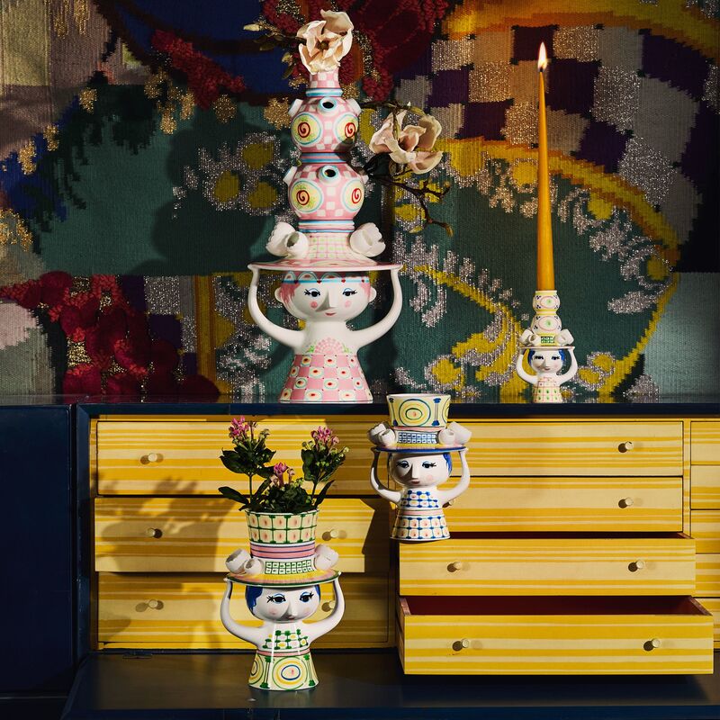 Lady with hat maljakko 50 cm, vaaleanpunainen